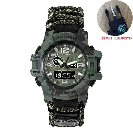Outdoor Survival Watch Multifunctional Waterproof Military Tactical Paracord Watch Bracelet Camping Hiking Emergency Gear - GetGadgets