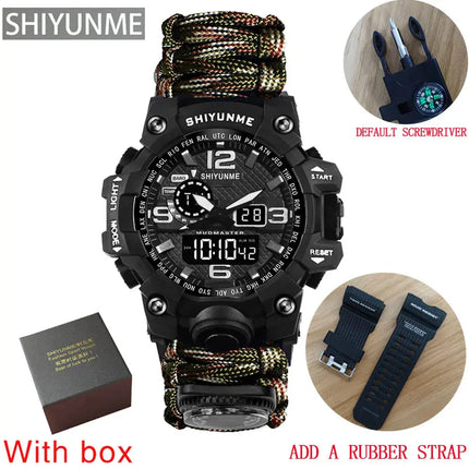 Outdoor Survival Watch Multifunctional Waterproof Military Tactical Paracord Watch Bracelet Camping Hiking Emergency Gear - GetGadgets