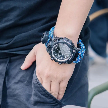 Outdoor Survival Watch Multifunctional Waterproof Military Tactical Paracord Watch Bracelet Camping Hiking Emergency Gear - GetGadgets