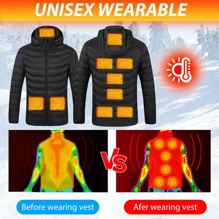 Mens Heated Winter Jacket With USB Heating Water Resistant - GetGadgets