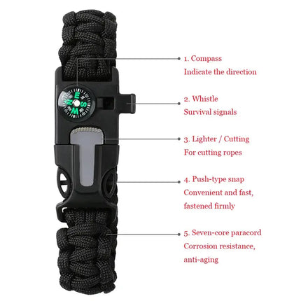 Outdoor Paracord Survival Bracelet Men Women Emergency - GetGadgets