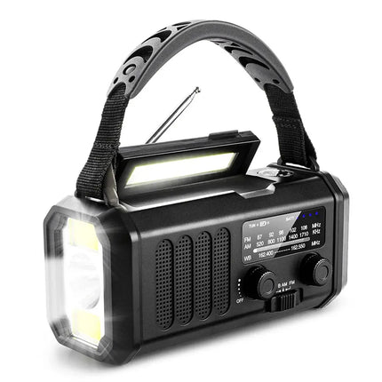 Solar Crank Emergency Radio 10000mAh Camping LED Flashlight - GetGadgets