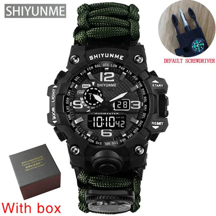 Outdoor Survival Watch Multifunctional Waterproof Military Tactical Paracord Watch Bracelet Camping Hiking Emergency Gear - GetGadgets