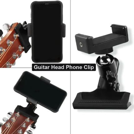 Powerful Phone Guitar Clip Stand With Adjustable Clamp For Handsfree Streaming