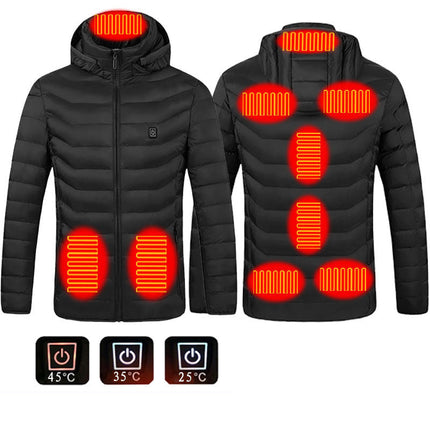 Blazing Men's Heated Puffer Jacket 9Heat Zones for All Day Warmth GetGadgets