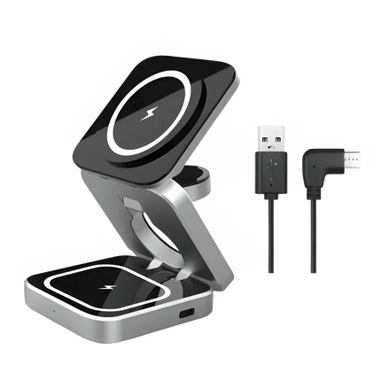 Powerful Three In One Wireless Charging Station For iPhone Apple Watch And AirPods Foldable Organizer Keeps Desk Tidy - GetGadgets