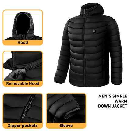 Blazing Men's Heated Puffer Jacket 9Heat Zones for All Day Warmth GetGadgets