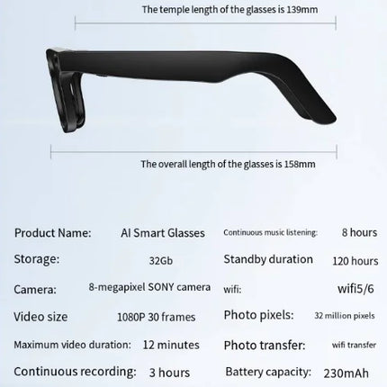 Powerful AI Camera Glasses With Anti Shake For Clear Video