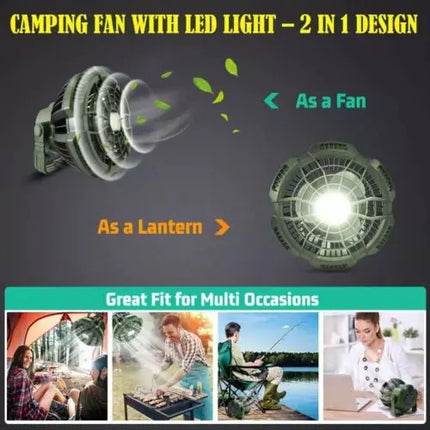 Ultimate 2 In 1 Tent Light And Fan With Remote Control For Camp Comfort Anywhere Anytime - GetGadgets