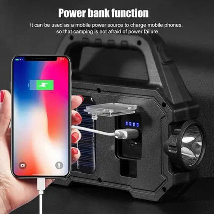 Powerful Solar LED Flashlight With Dual Light Sources For Camping USB Rechargeable Delivers Reliable Outdoor Lighting - GetGadgets