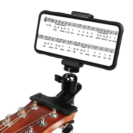 Powerful Phone Guitar Clip Stand With Adjustable Clamp For Handsfree Streaming